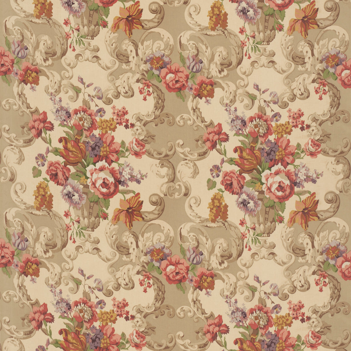 Floral Rococo H Red/Plum tyg