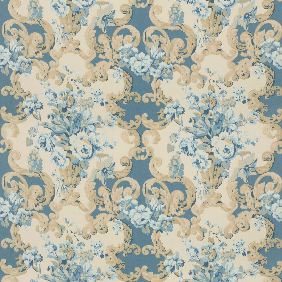 Floral Rococo H Tygprov - Lovat/Red