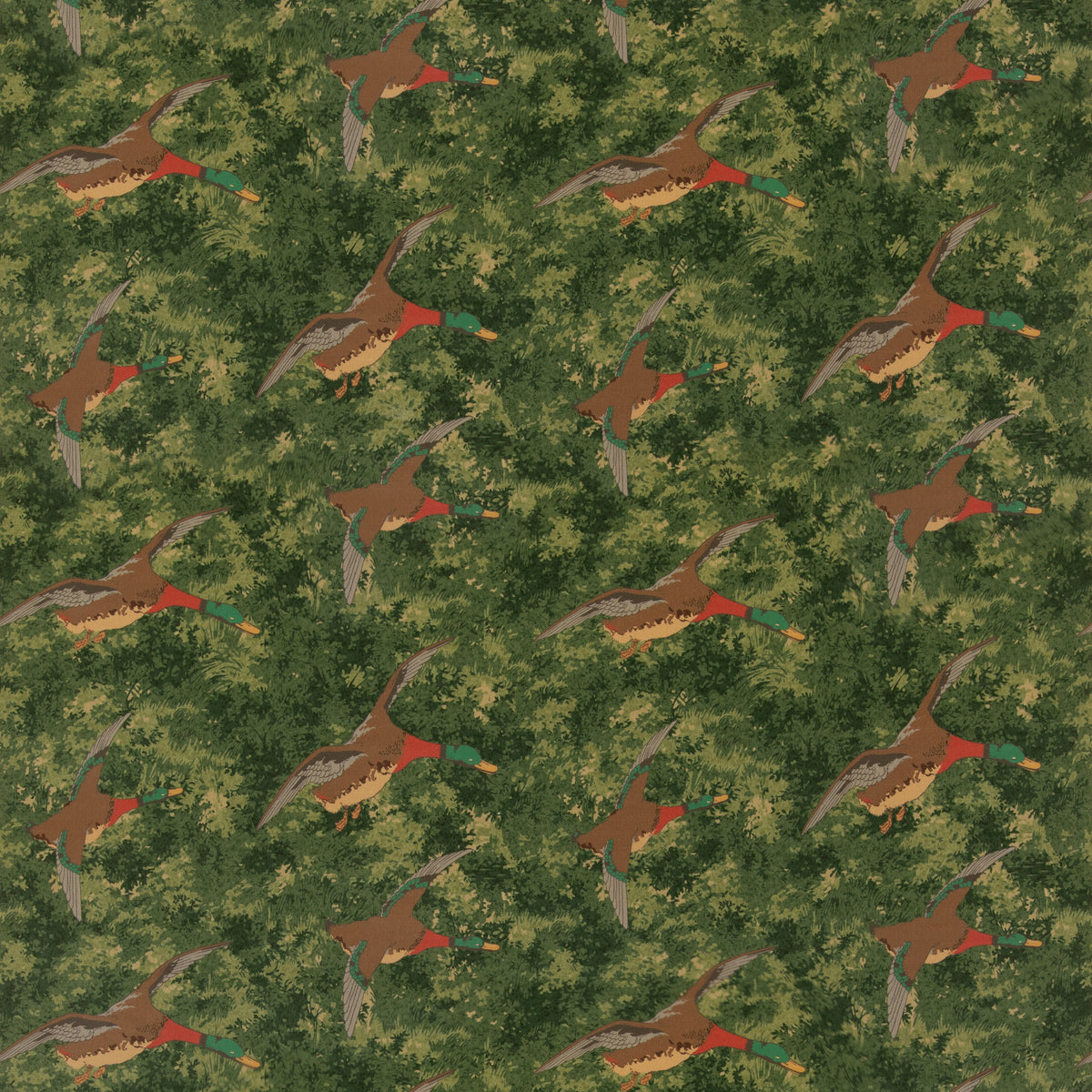 Forest Ducks Velvet R Emerald tyg