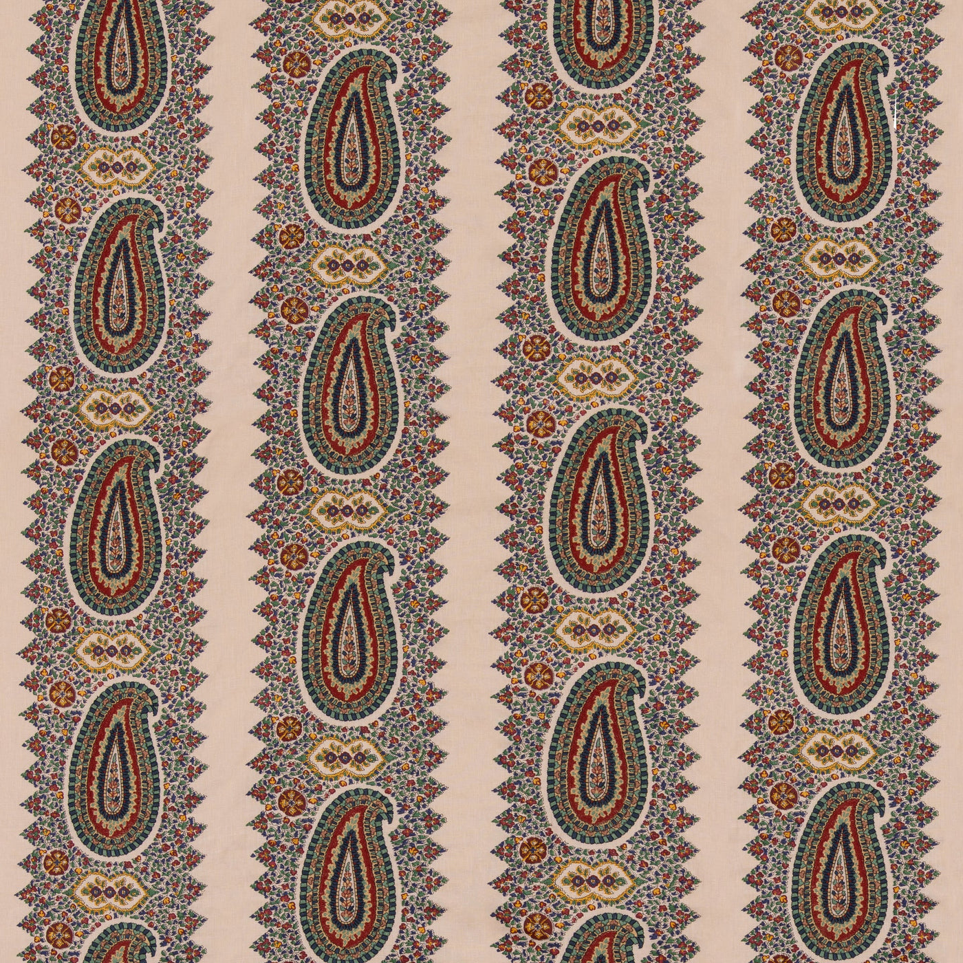 Paisley Stripe G Tygprov - Indigo/Red