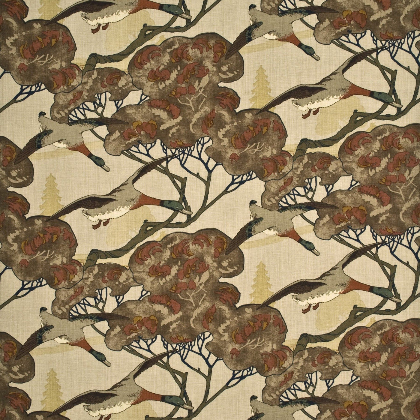 Flying Ducks H Stone/Brown tyg