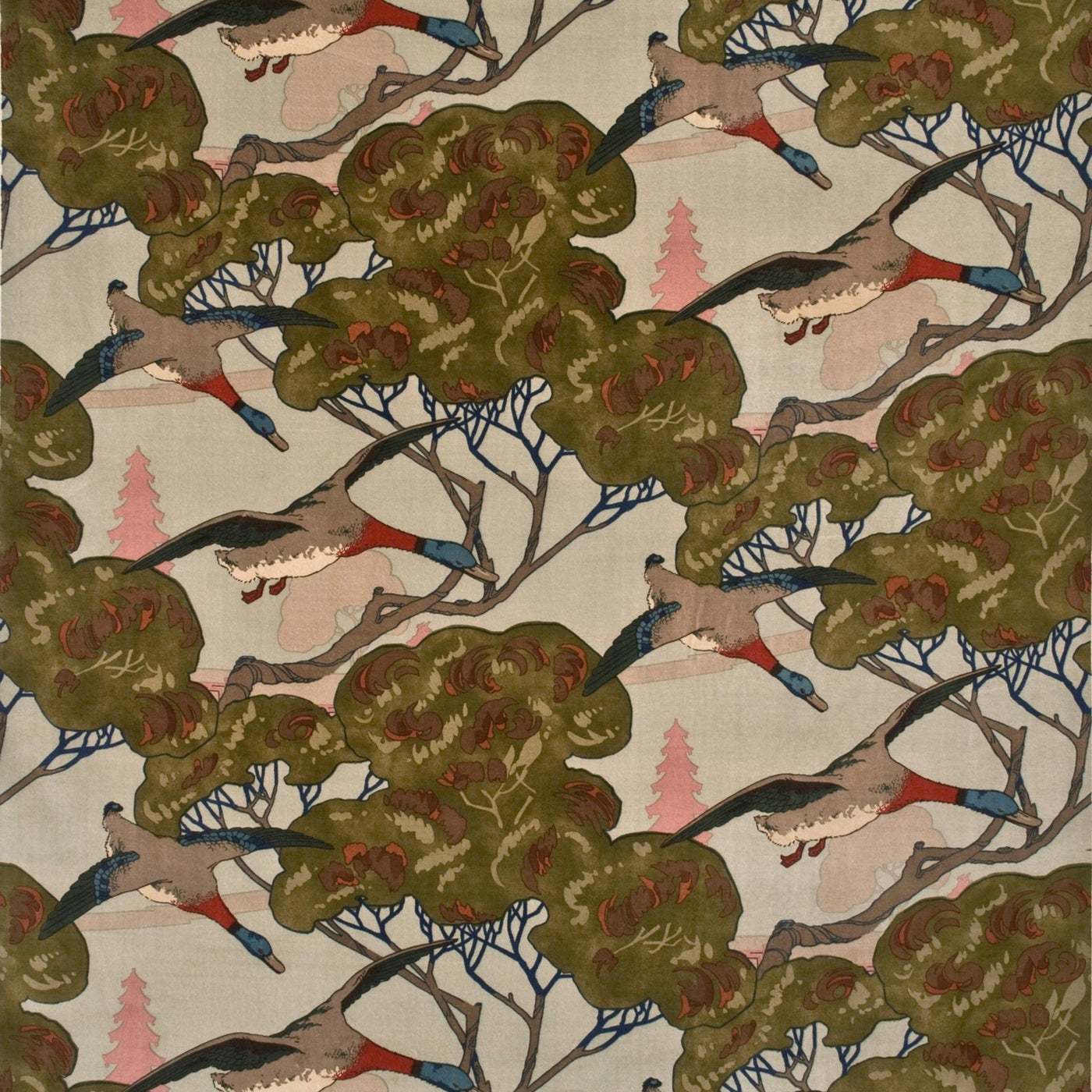 Flying Ducks Velvet H Tyg
