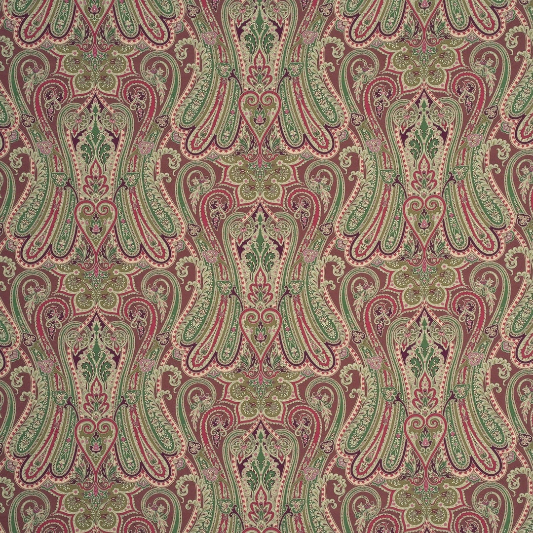 Heirloom Paisley H Tygprov - Aqua/Leaf