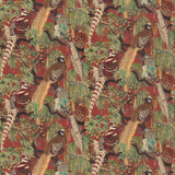 Game Birds Linen K Red/Plum tyg