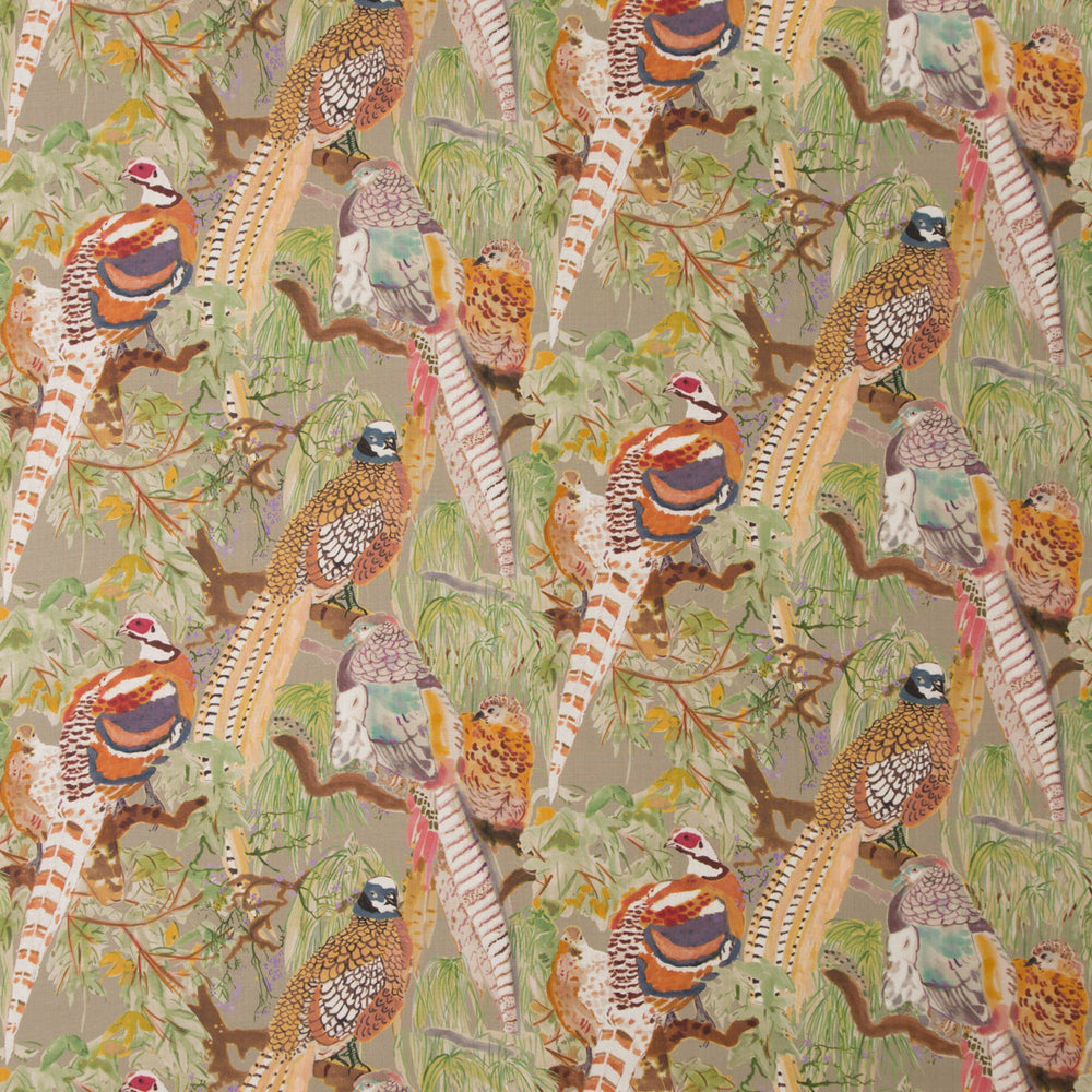 Game Birds Linen K Tygprov - Red/Plum