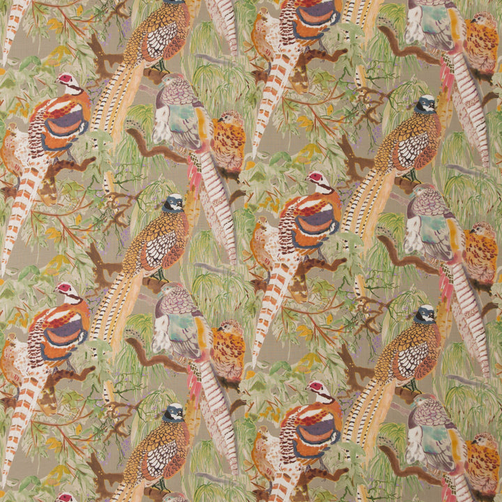 Game Birds Linen K Tygprov - Red/Plum