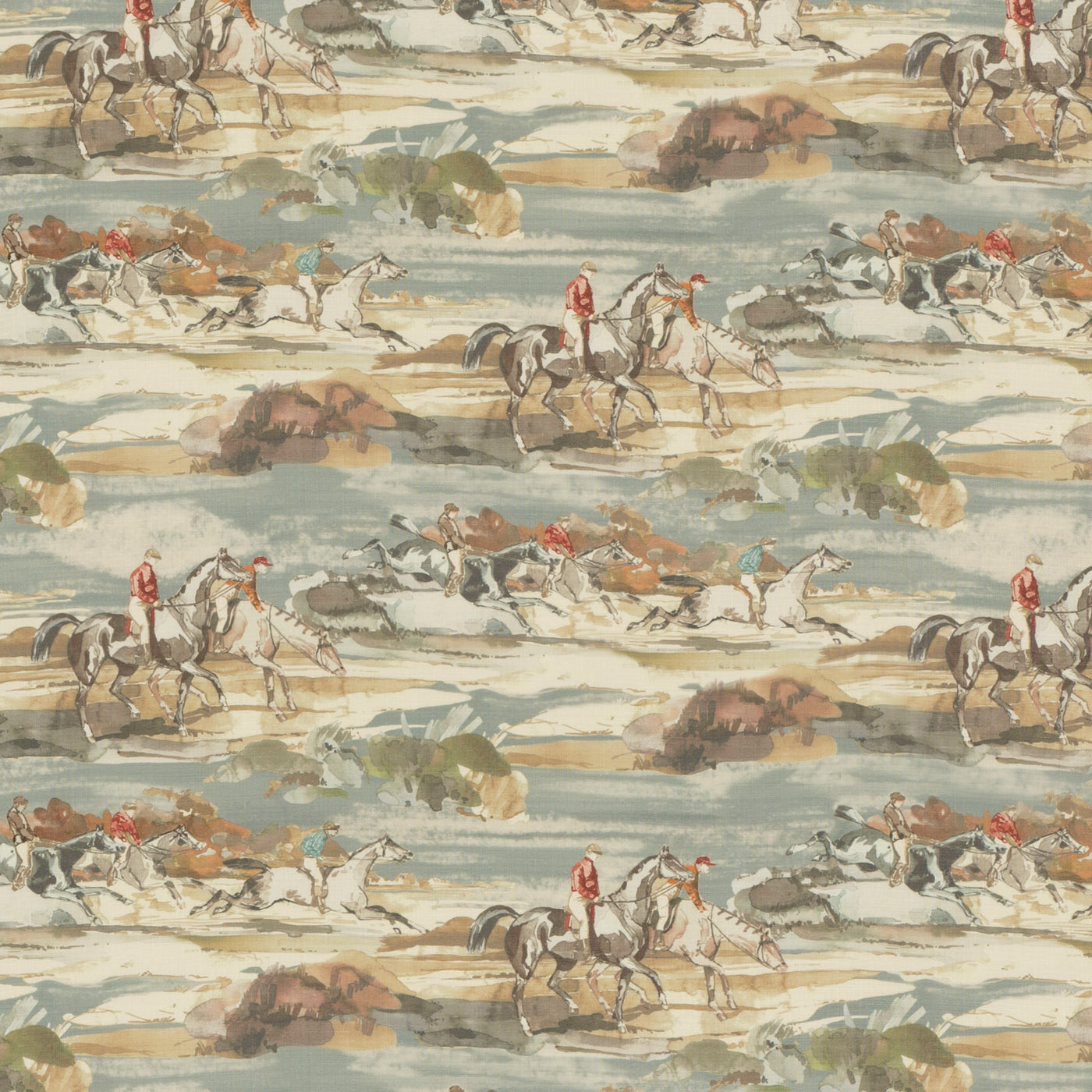 Morning Gallop Linen a Blue/Sand tyg