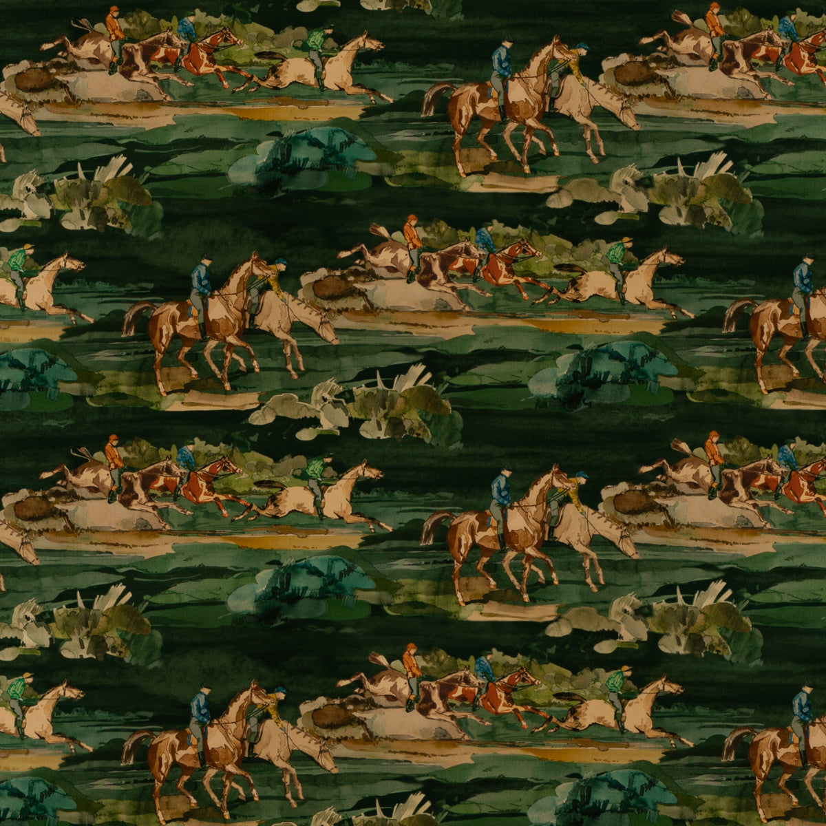 Morning Gallop Velvet a Teal tyg