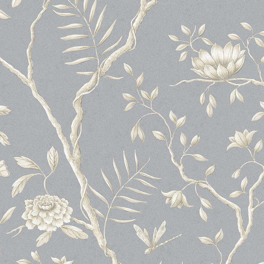 Jasper Peony Tapet — Lewis & Wood Metallic Silverstone