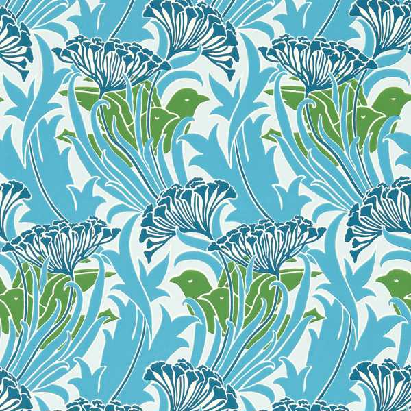 Morris & Co Tapet Laceflower Tapetprov - Garden Green/Lagoon