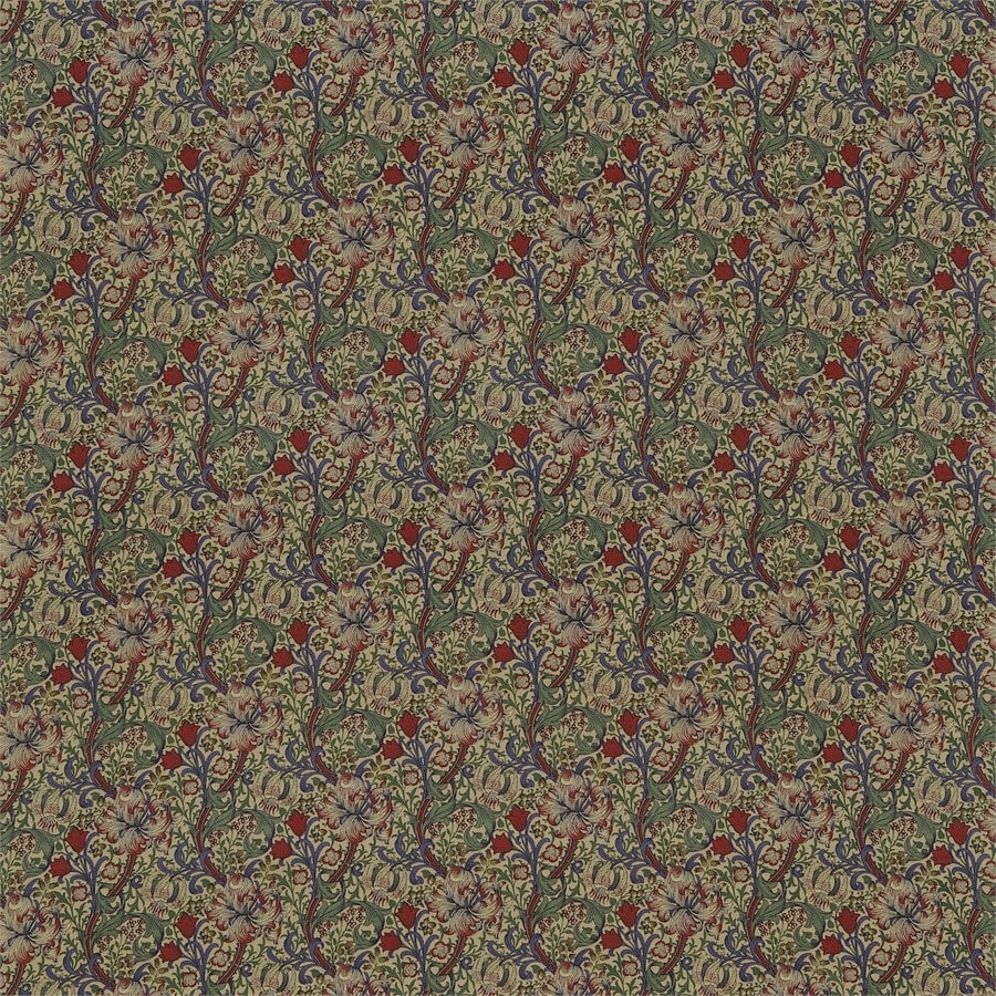 Golden Lily Minor Biscuit Indigo Red — Morris & Co tygprov