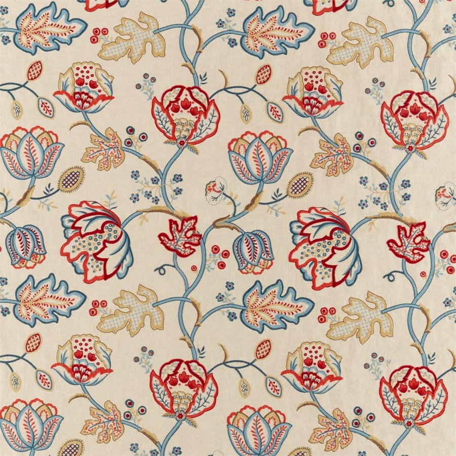 Theodosia Embroidery Wine Indigo — Morris & Co tygprov