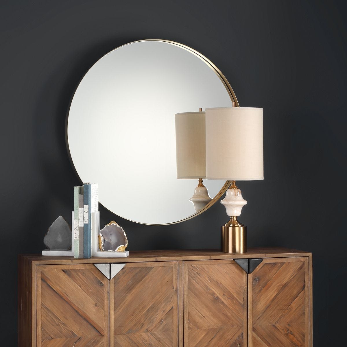 Padria Round Mirror - 102cm Brass - undefined