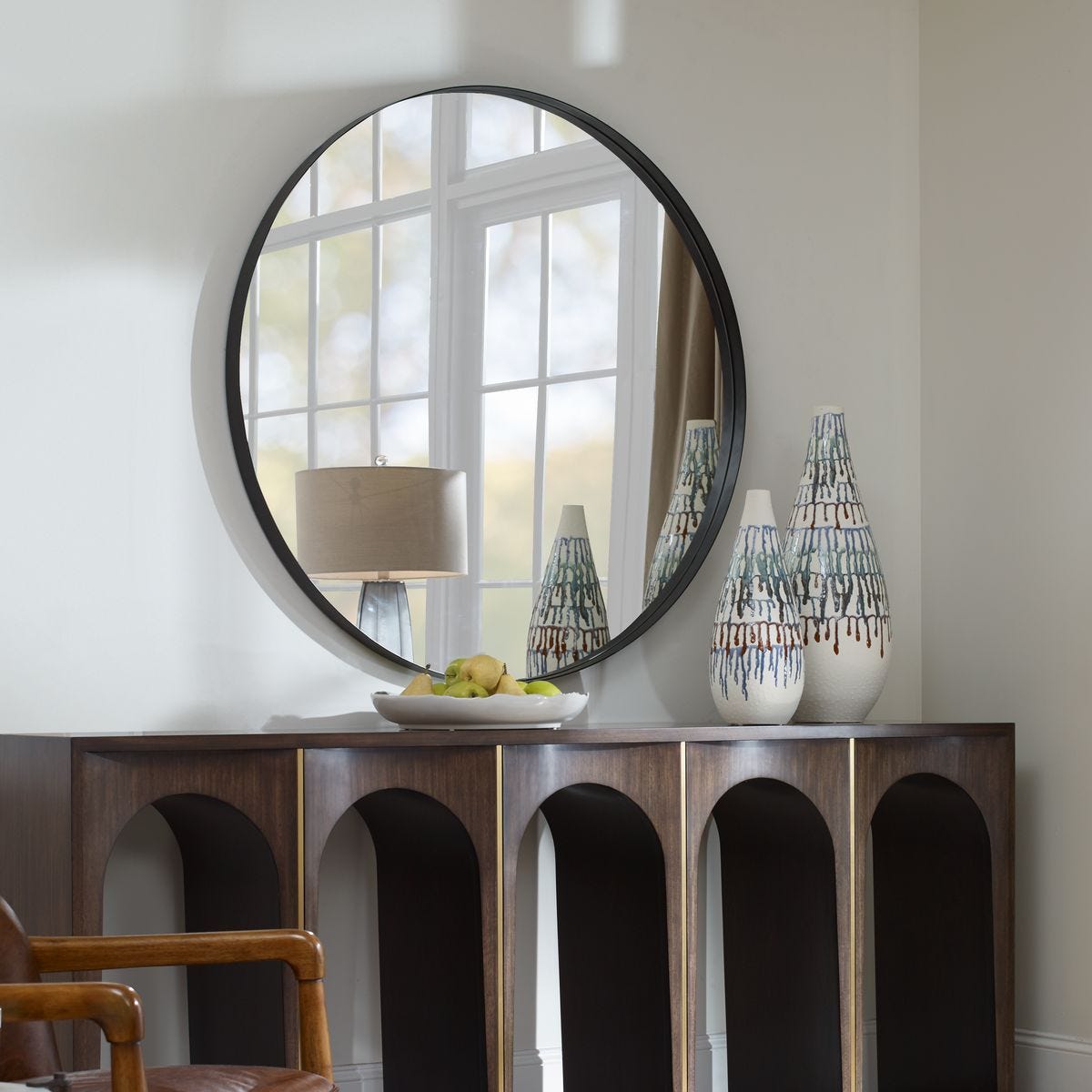 Padria Round Mirror - 122cm Black - undefined