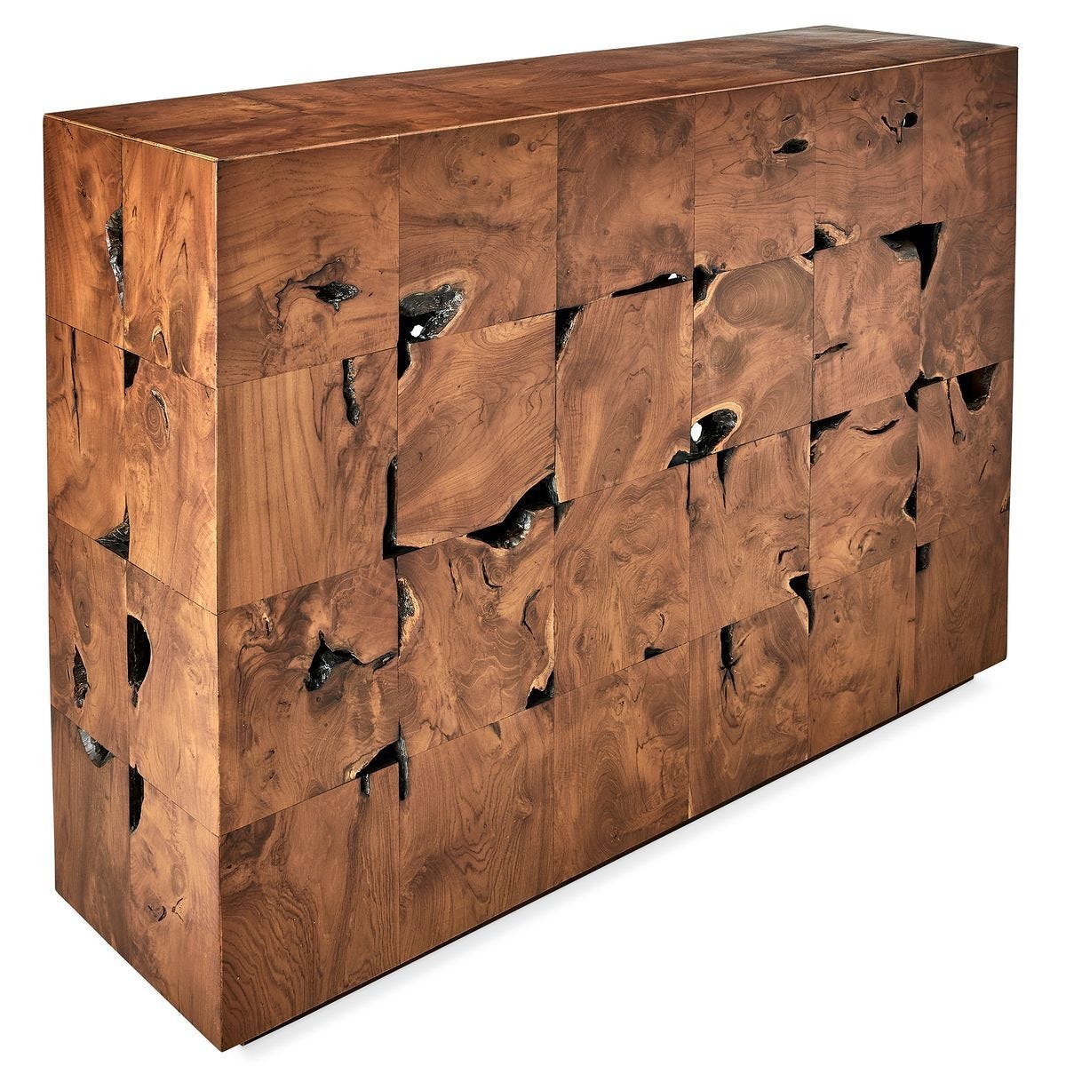 Teak Tac Toe Console Table - Caramel - undefined