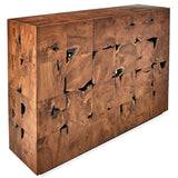 Teak Tac Toe Console Table - Caramel - undefined
