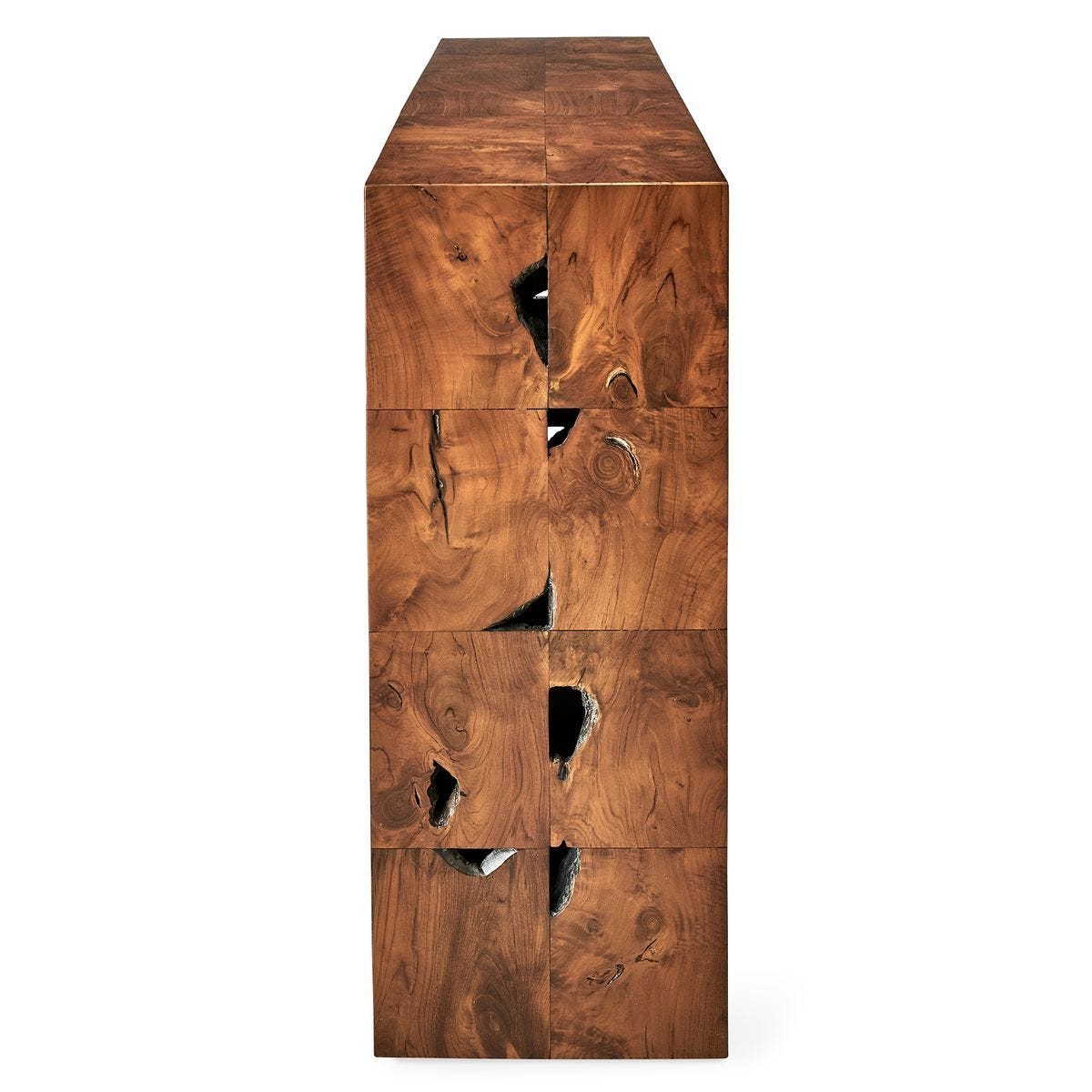 Teak Tac Toe Console Table - Caramel - undefined