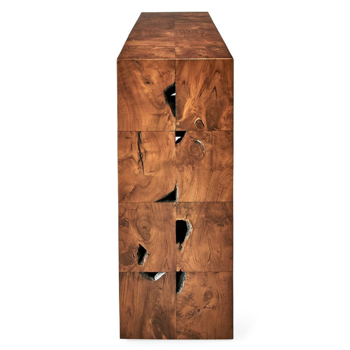 Teak Tac Toe Console Table - Caramel - undefined