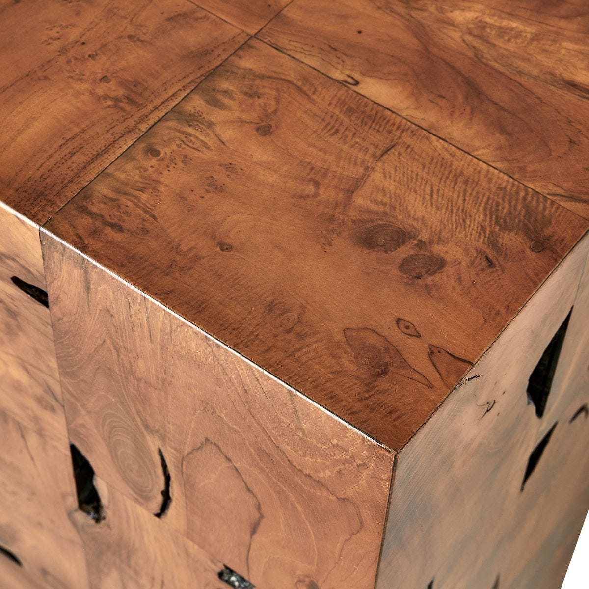 Teak Tac Toe Console Table - Caramel - undefined