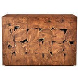 Teak Tac Toe Console Table - Caramel - undefined