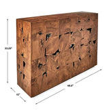 Teak Tac Toe Console Table - Caramel - undefined