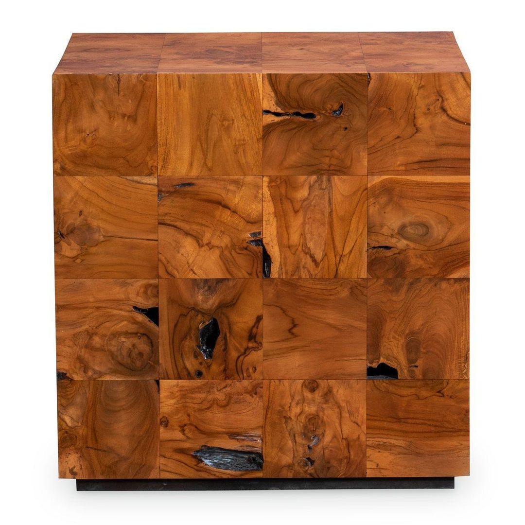 Teak Tac Toe End Table - Caramel - undefined