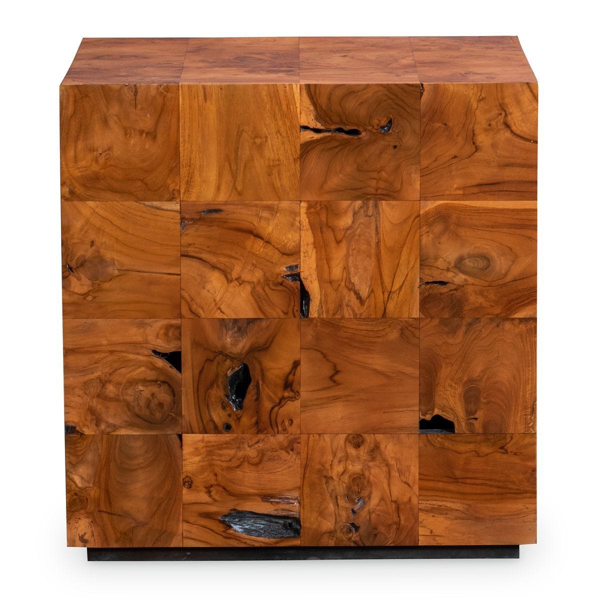 Teak Tac Toe End Table - Caramel - undefined