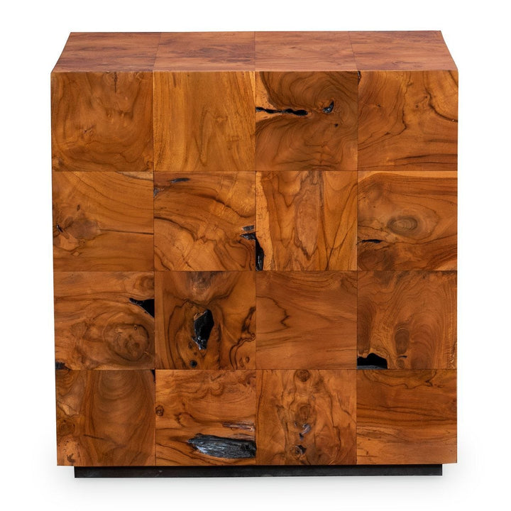 Teak Tac Toe End Table - Caramel - undefined