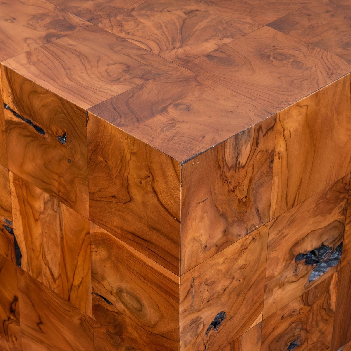 Teak Tac Toe End Table - Caramel - undefined