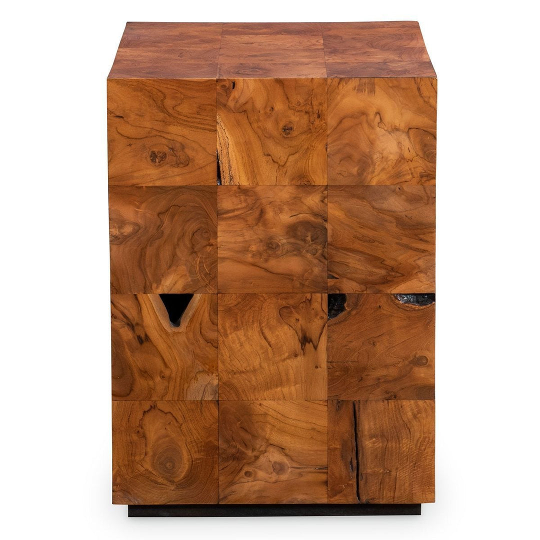 Teak Tac Toe End Table - Caramel - undefined