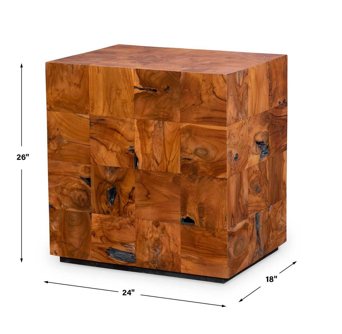 Teak Tac Toe End Table - Caramel - undefined