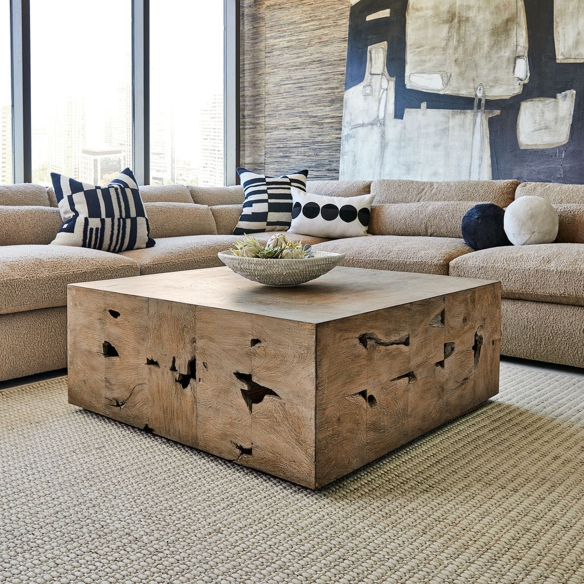 Teak Tac Toe Coffee Table - Light - undefined