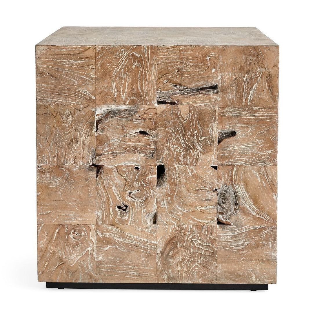 Teak Tac Toe End Table - Light - undefined