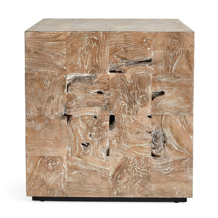 Teak Tac Toe End Table - Light - undefined