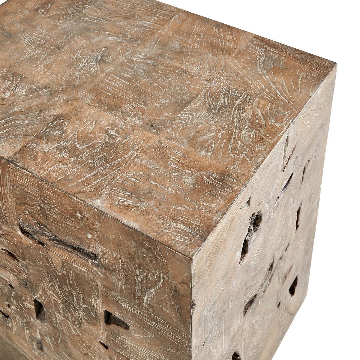 Teak Tac Toe End Table - Light - undefined