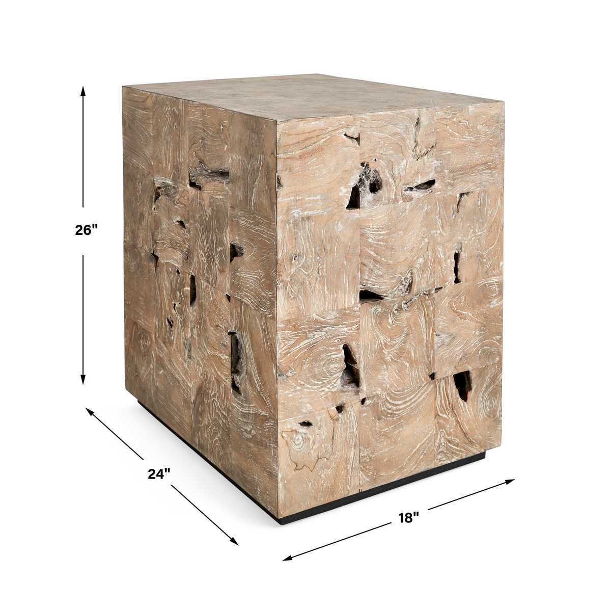 Teak Tac Toe End Table - Light - undefined