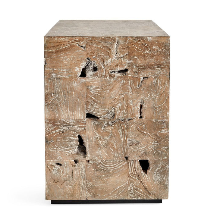 Teak Tac Toe End Table - Light - undefined