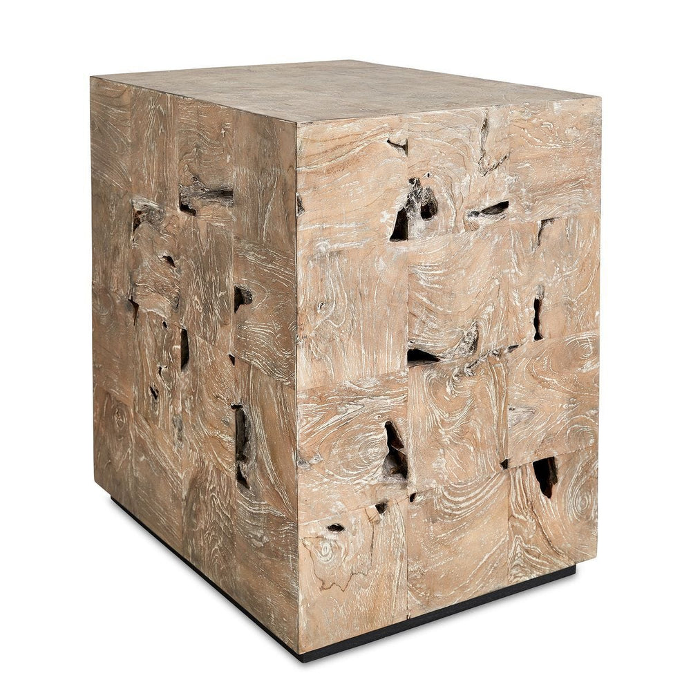 Teak Tac Toe End Table - Light - undefined