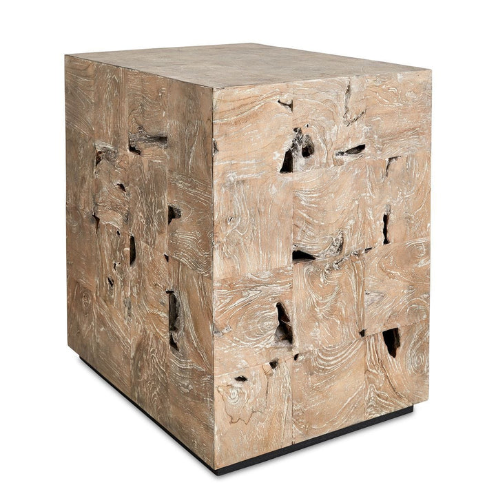 Teak Tac Toe End Table - Light - undefined