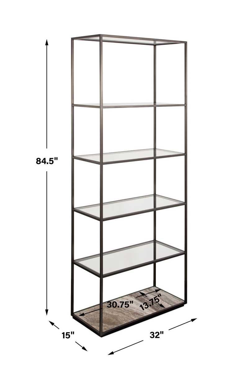 Floating Plane Etagere - Travertine/Bronze - undefined