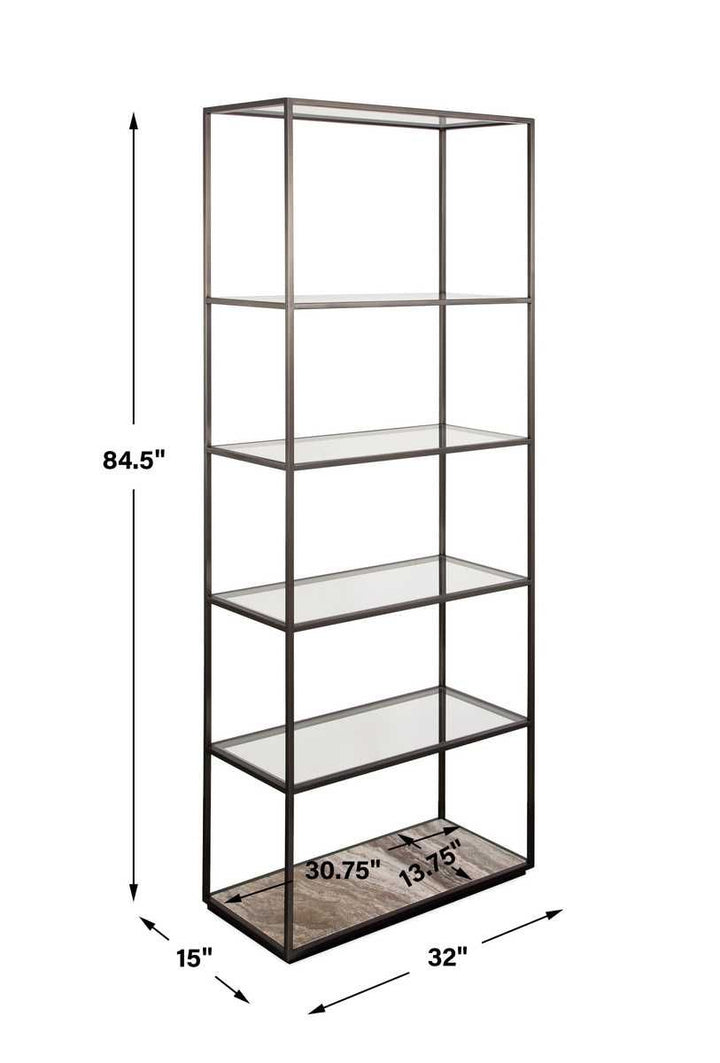 Floating Plane Etagere - Travertine/Bronze - undefined