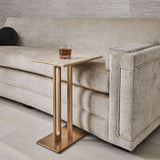 Cantilever Accent Table - Travertine &amp; Brass - undefined