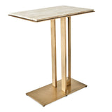 Cantilever Accent Table - Travertine &amp; Brass - undefined