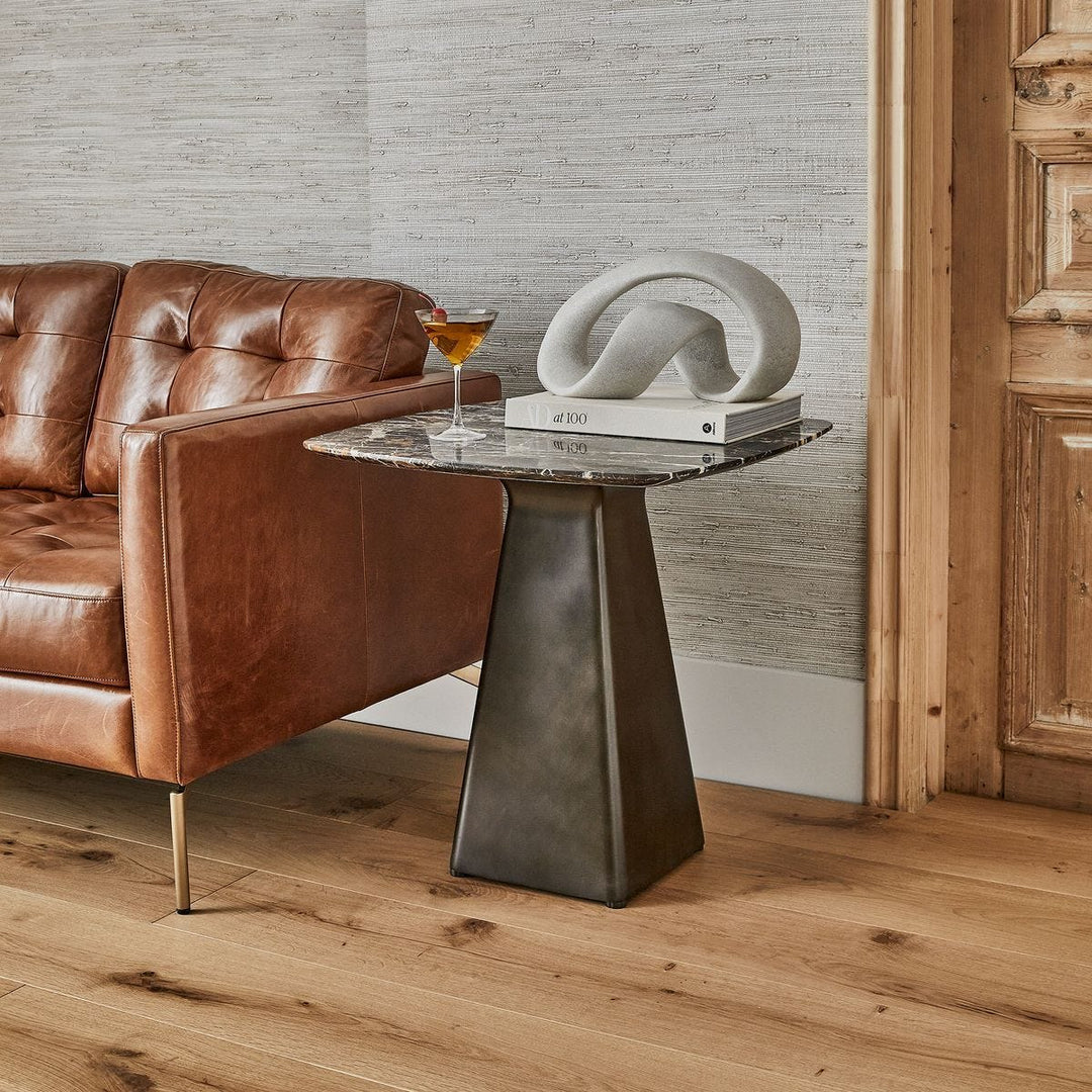 Equilateral Side Table Marble/Bronze - undefined