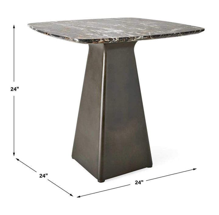 Equilateral Side Table Marble/Bronze - undefined