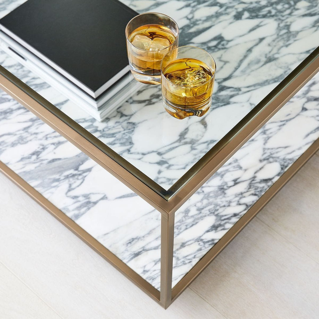 Floating Plane Coffee Table - Marble/Brass - undefined