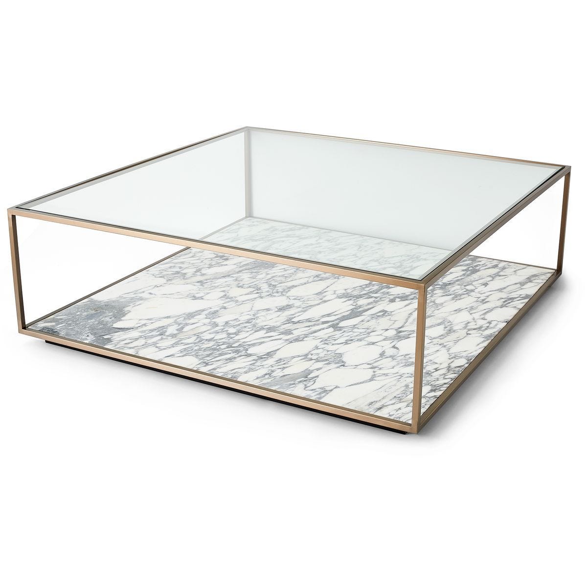 Floating Plane Coffee Table - Marble/Brass - undefined