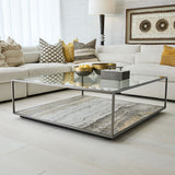 Floating Plane Coffee Table - Travertine/Bronze - undefined