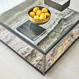 Floating Plane Coffee Table - Travertine/Bronze - undefined