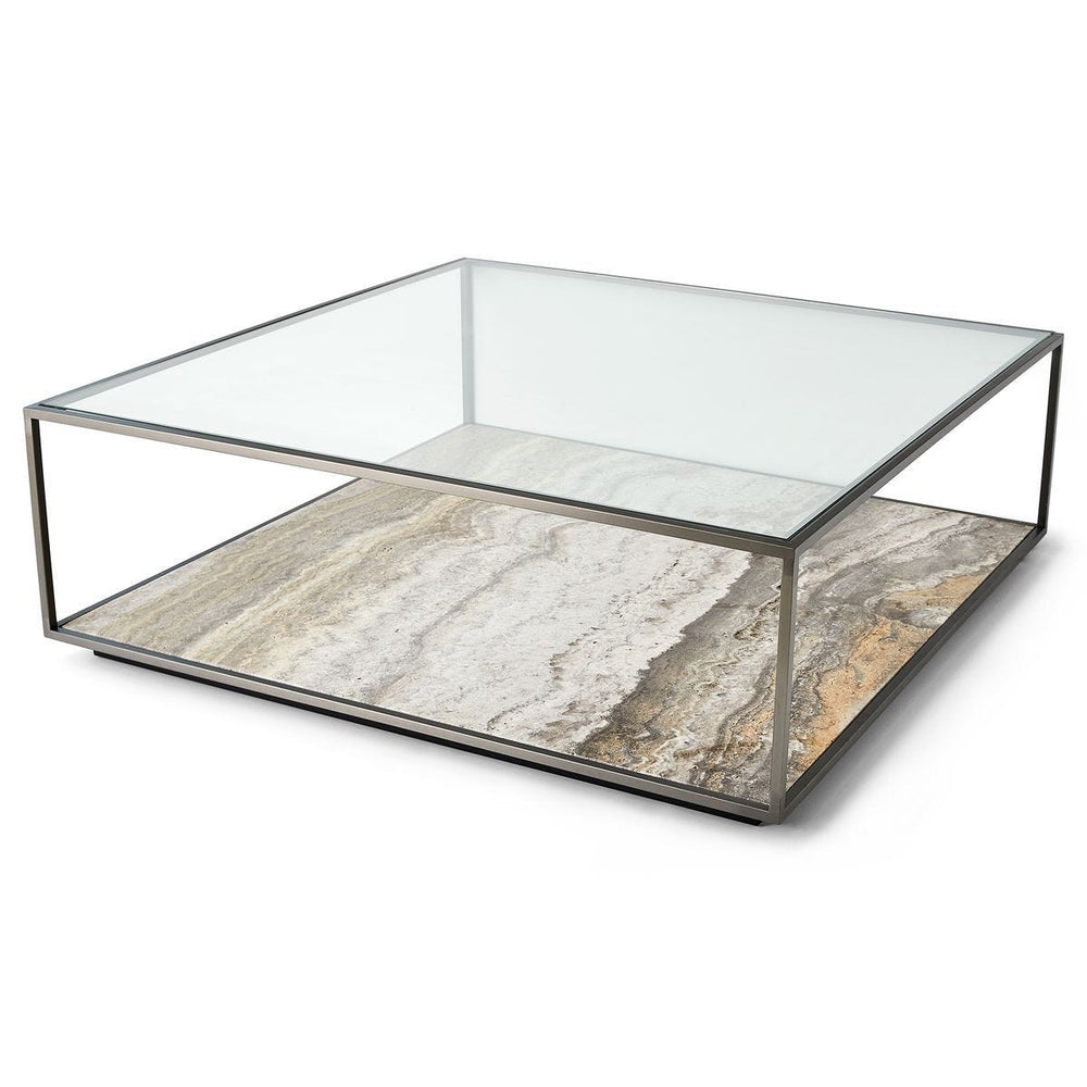 Floating Plane Coffee Table - Travertine/Bronze - undefined